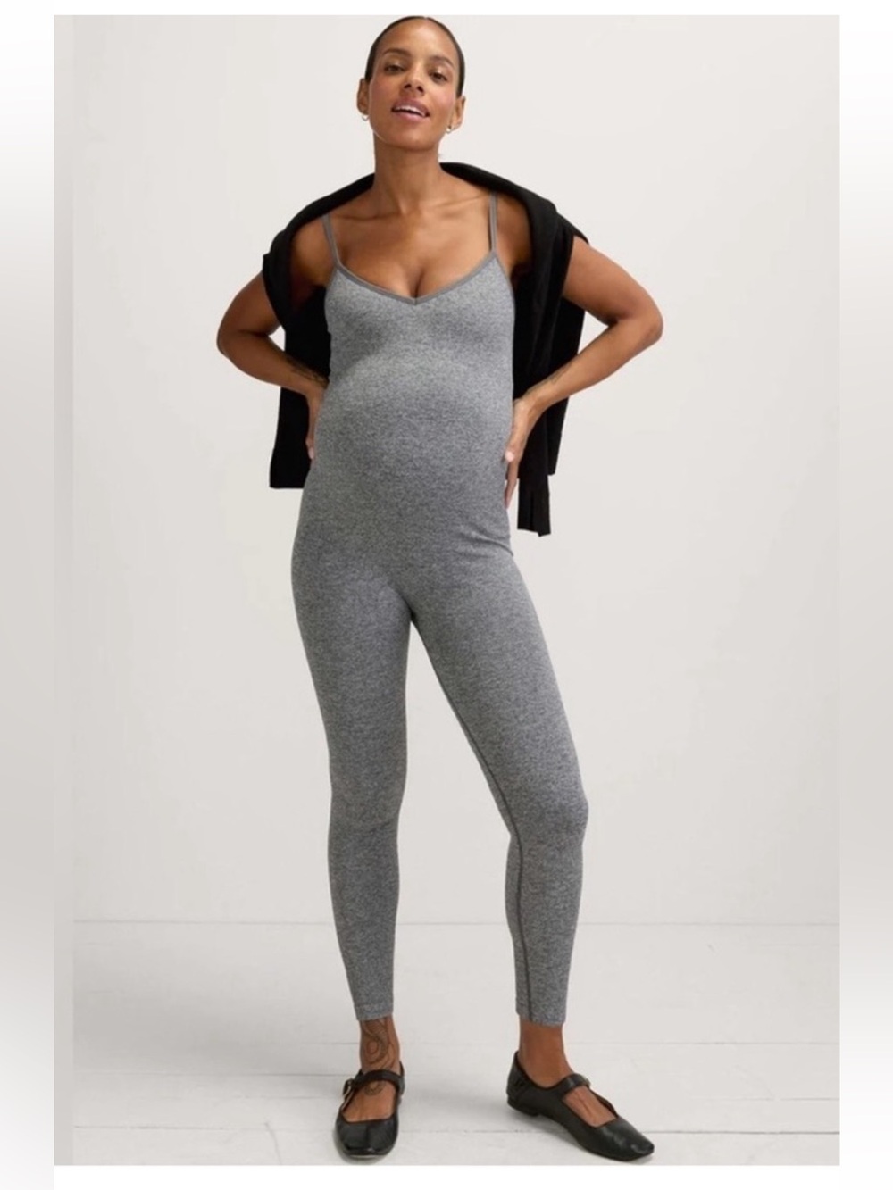 Hatch The Body Rib Unitard in Charcoal Grey